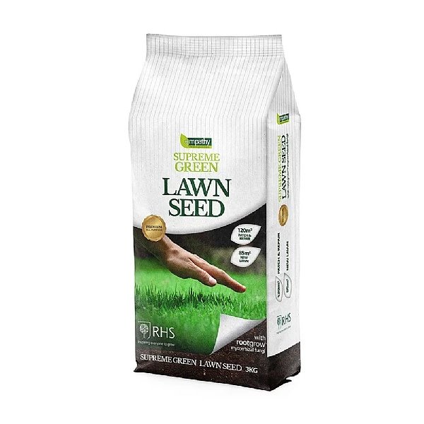 Empathy RHS Supreme Green Lawn Seed With Rootgrow 3Kg 1 Empathy RHS Supreme Green Lawn Seed With Rootgrow 3Kg