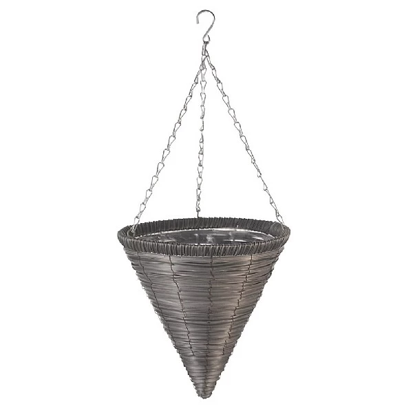 Smart Garden Slate Faux Rattan Hanging Cone - 14'' 1 Smart Garden Slate Faux Rattan Hanging Cone - 14''